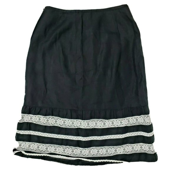 ANN TAYLOR LOFT Black White Lace Detail Skirt 4 - Picture 5 of 5